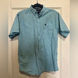 Blue/White Western Button Down (big) Kids Shirt